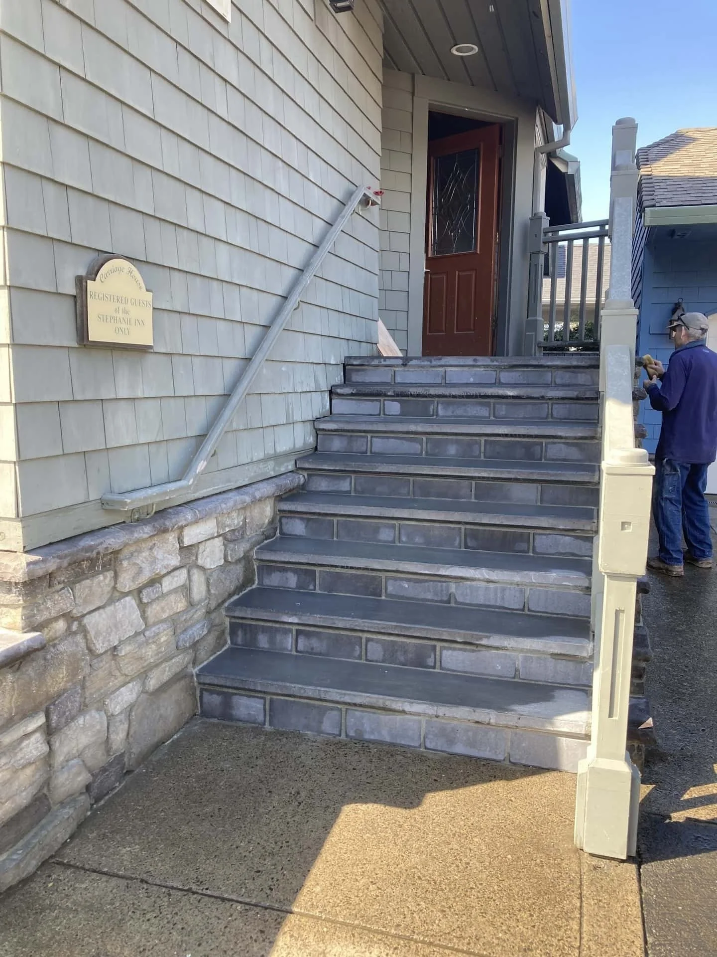 Stone and precast stairs